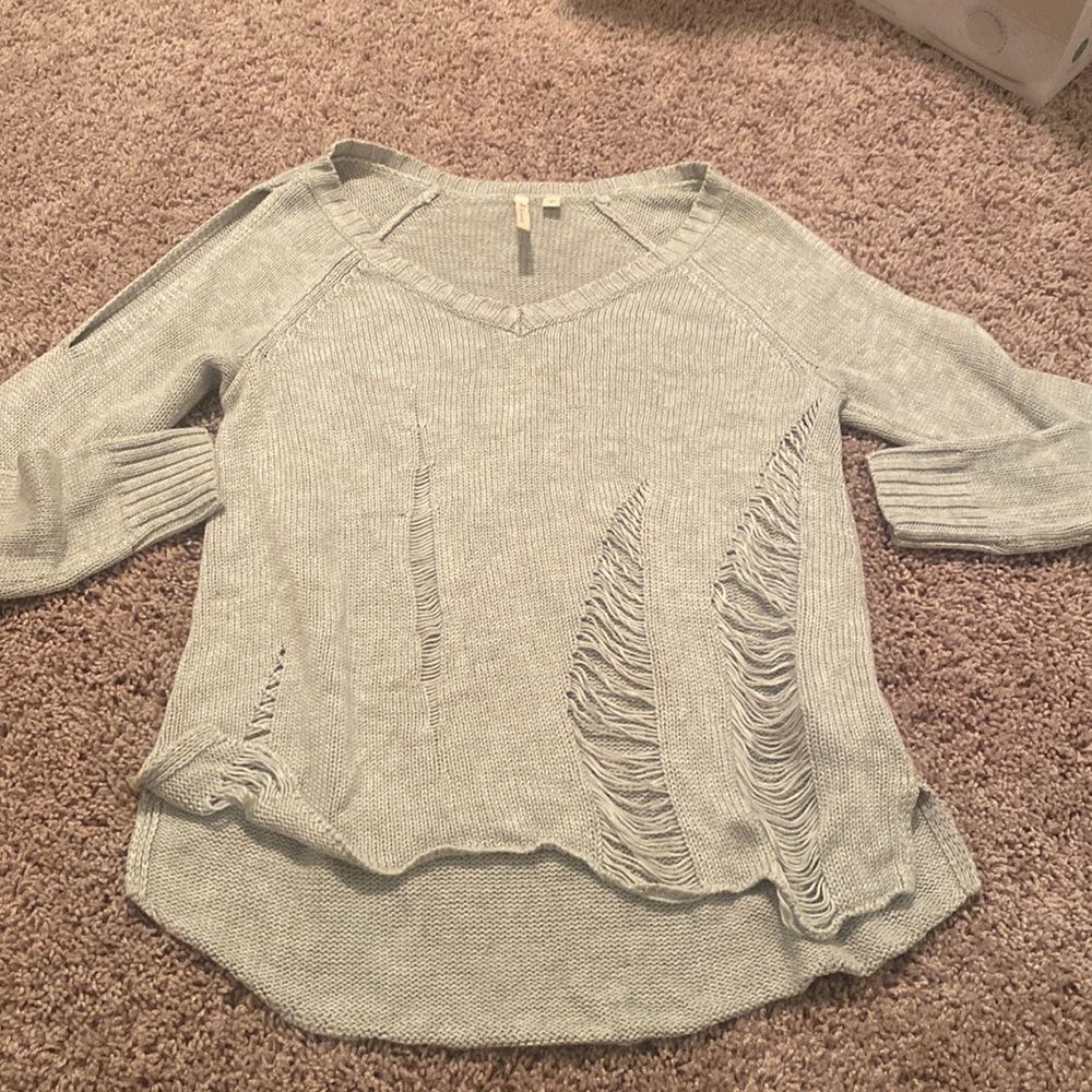 Distressed sweater by Guess. Open shoulder distressed sweater size medium